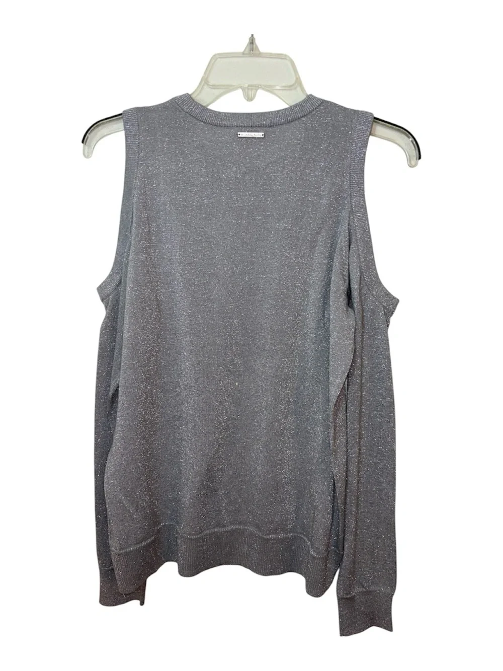 Michael Kors Silver Sparkle Cold-Shoulder Crewneck Sweater